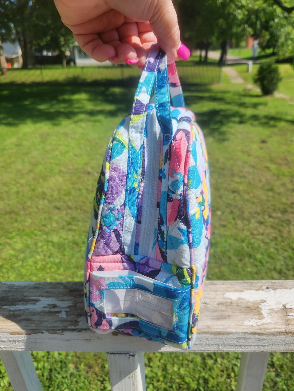 Vera Bradley Quilted Floral Lunch Bag in Blue, Purple, Pink - Picture 5 of 7